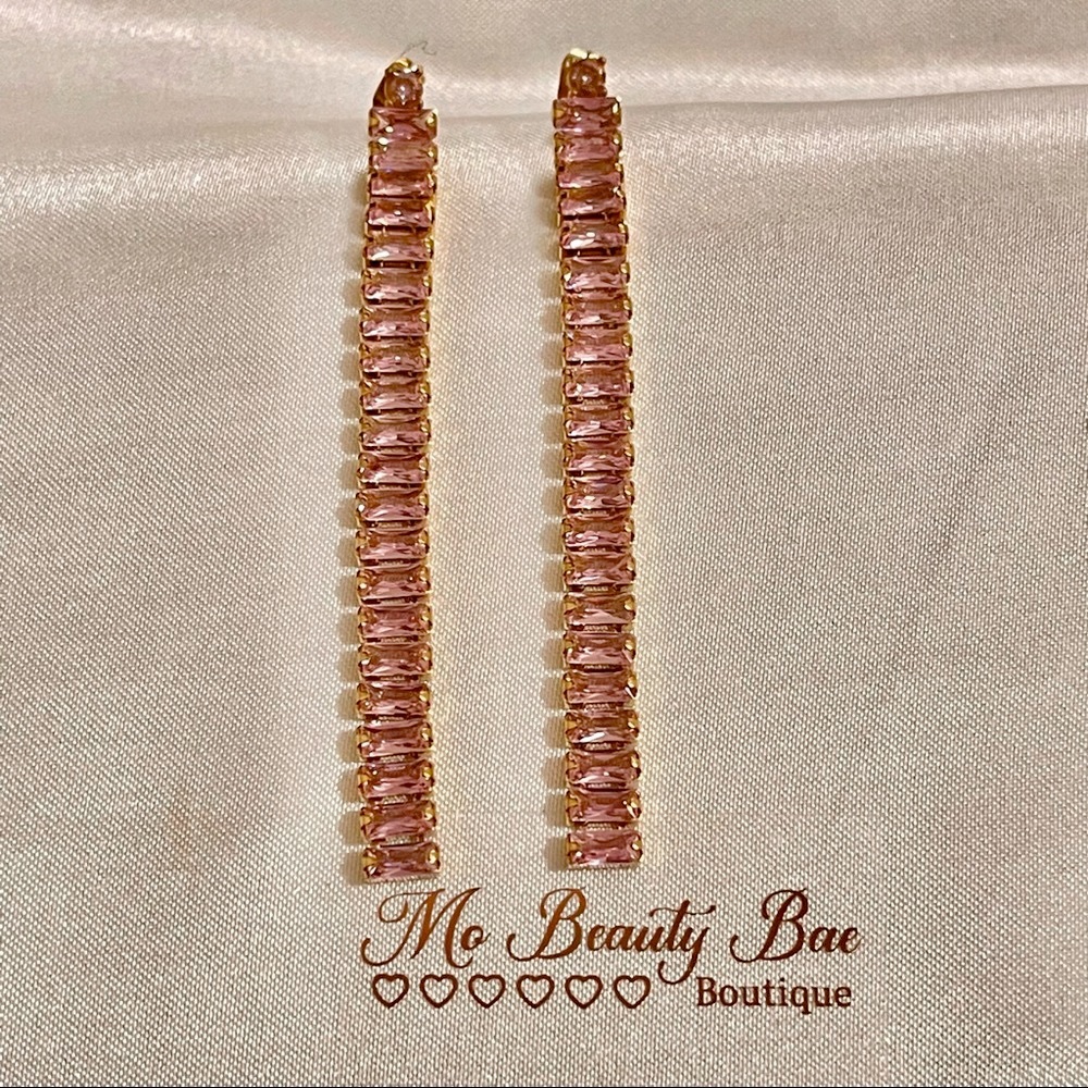 Pink Crystal Drop Earrings
